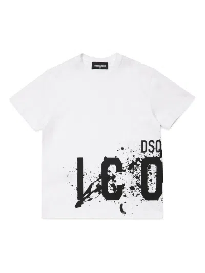 Dsquared2 Kids' White T-shirt With Logo In Bianco