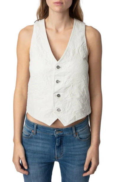 Zadig & Voltaire Emilie Cuir Froisse Leather Vest In Judo