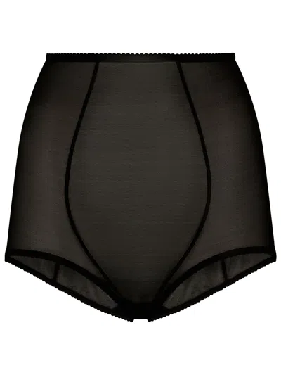 Dolce & Gabbana Tulle High-waisted Panties In Black