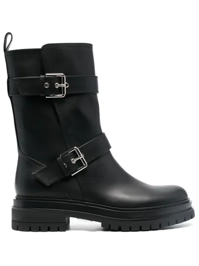 Gianvito Rossi Amphibian Buckled Ankle Boots In Black