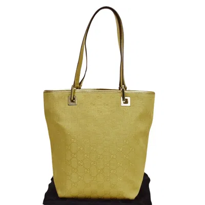 Gucci Gg Canvas Gold Canvas Tote Bag () In Green