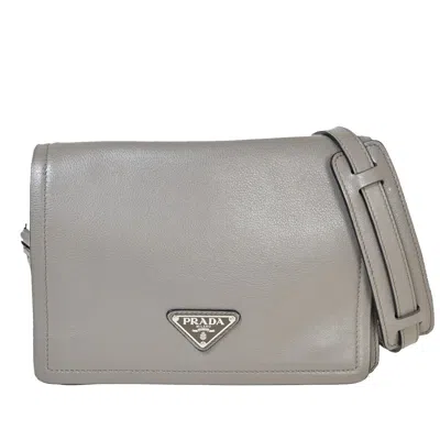 Prada Silver Leather Shoulder Bag () In Gray