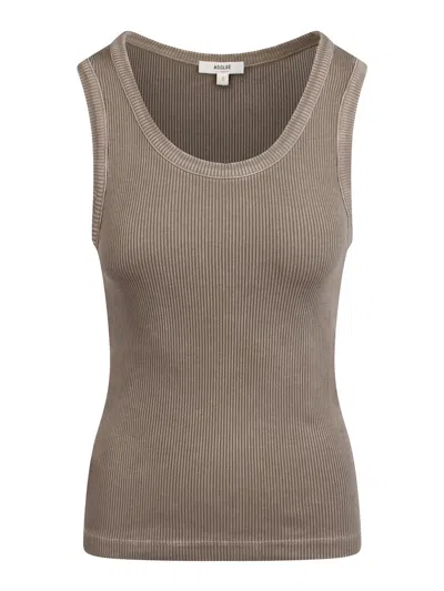 Agolde Ribbed Sleeveless Top In Neutrals