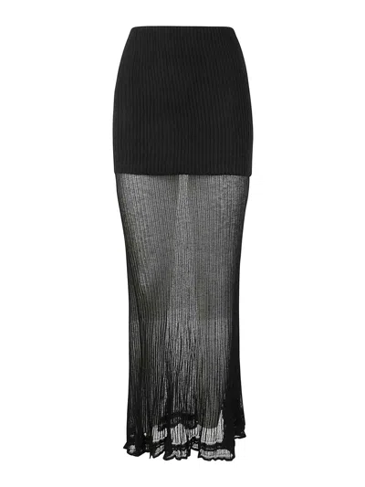 Quira Frilled Long Skirt In Black