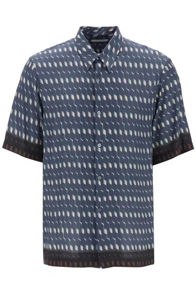 Dries Van Noten "two-tone Print Shirt With In Blu