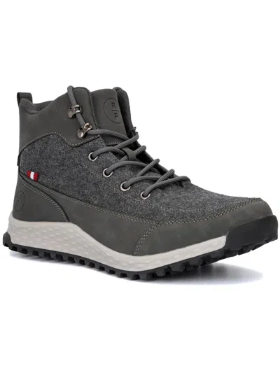 Reserved Footwear Magnus Mens Faux Leather Textured Hiking Boots In Grey