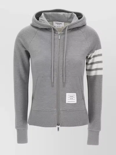 Thom Browne Logo Hoodie Sweatshirt Grey In Grey