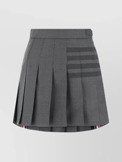Thom Browne 4-bar Pleated Mini Skirt In Grey