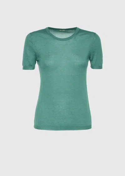 Malo Maglia Girocollo In Cashmere E Seta In Green