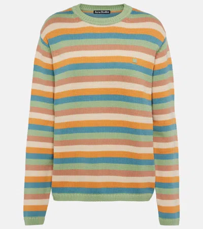 Acne Studios Striped Cotton Sweater In Multicoloured