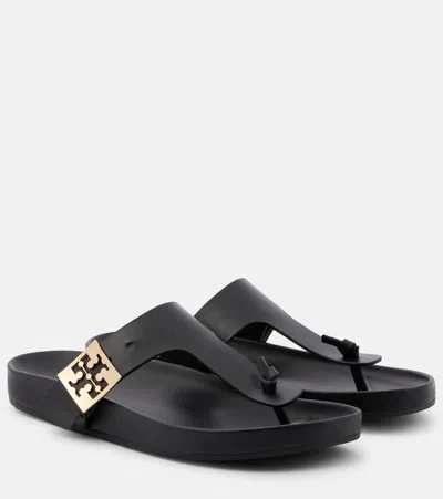 Tory Burch Mellow Thong Leather Sandals In Black
