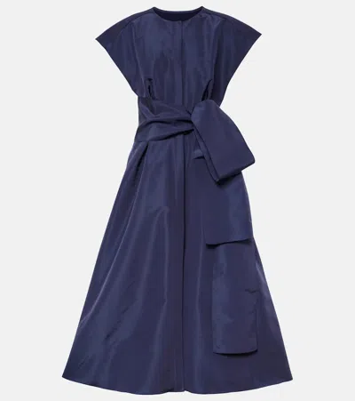 Carolina Herrera Bow-detail Silk Midi Dress In Blue