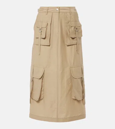 Acne Studios Technical Cotton-blend Cargo Skirt In Brown