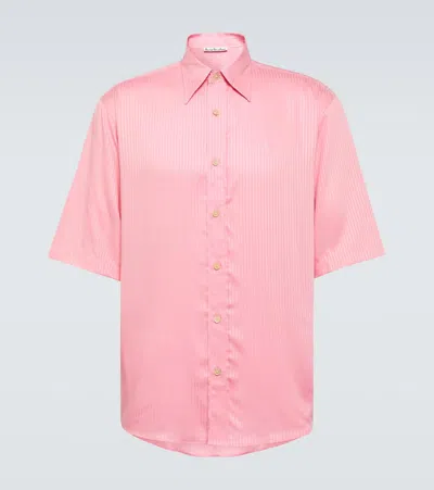 Acne Studios Striped Bowling Shirt In Pink