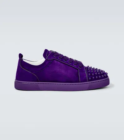 Christian Louboutin Louis Junior Spikes Suede Sneakers In Purple