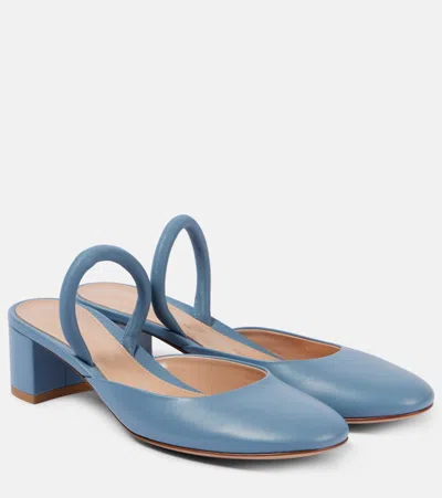 Gianvito Rossi Tivoli Leather Mules In Blue