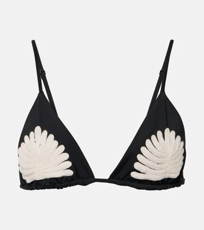 Johanna Ortiz Visionary Arts Embroidered Triangle Bikini Top In Black