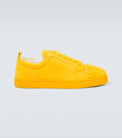 Christian Louboutin Louis Junior Spikes Suede Trainers In Orange