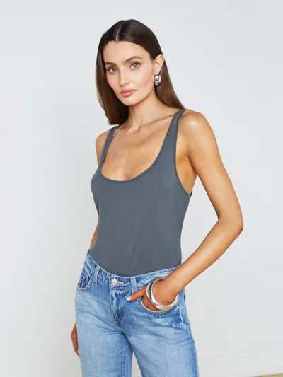 L Agence Celia Jersey Tank In Charcoal