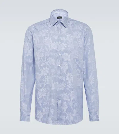 Etro Floral Paisley Cotton Shirt In Blue
