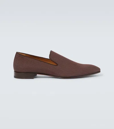 Christian Louboutin Dandelion Canvas Loafers In Brown