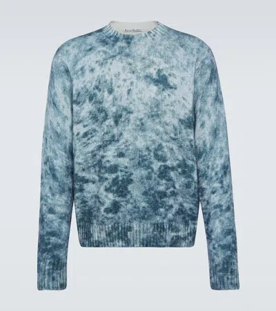 Acne Studios Bleached Cotton Sweater In Blue