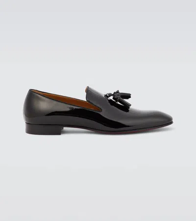 Christian Louboutin Dandelion Tassel Patent Leather Loafers In Black