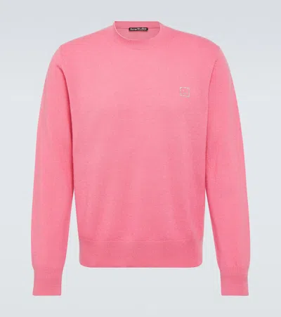 Acne Studios Face Wool Sweater In Pink