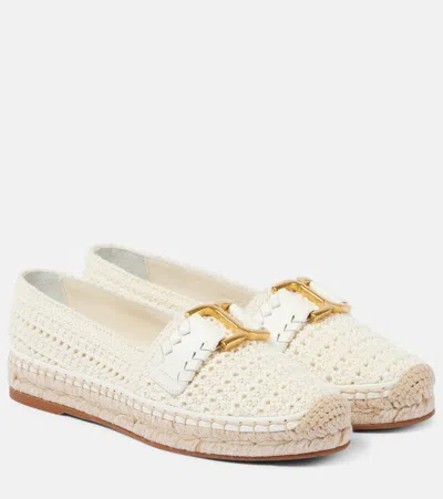 Chloé Marcie Leather-trimmed Crochet Espadrilles In White