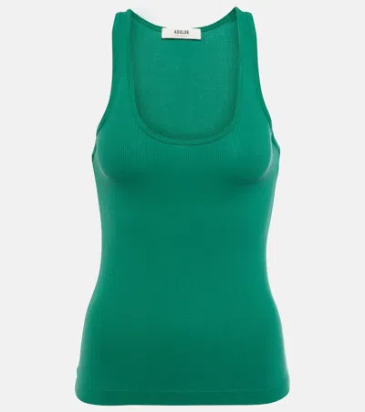 Agolde Bianca Ribbed-knit Tank Top In Green