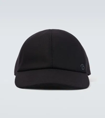 Giorgio Armani Wool And Cashmere-blend Baseball Cap In Black