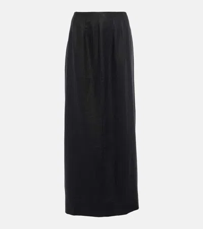 Faithfull The Brand Soleil Linen Maxi Skirt In Black