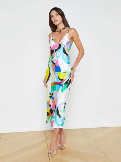 L Agence Seridie Silk Slip Dress In Multi Kaleidoscope