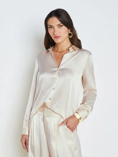 L Agence Tyler Silk Blouse In Creme Brulee