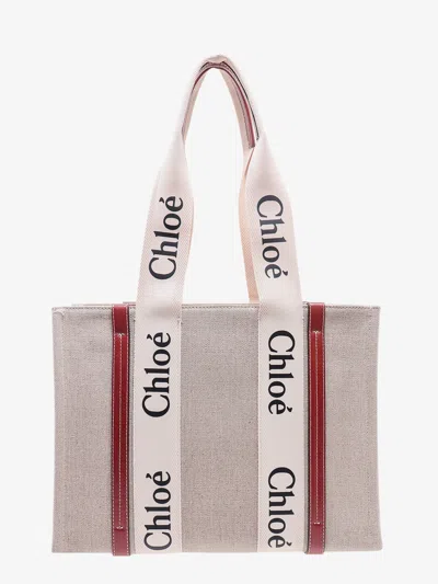 Chloé Chloe' Woman Woody Woman Beige Shoulder Bags In Cream