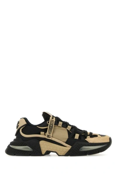 Dolce & Gabbana Man Two-tone Leather And Nylon Airmaster Sneakers In Multicolor