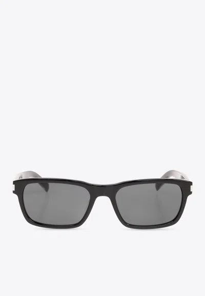 Saint Laurent Acetate Rectangular Sunglasses In Gray
