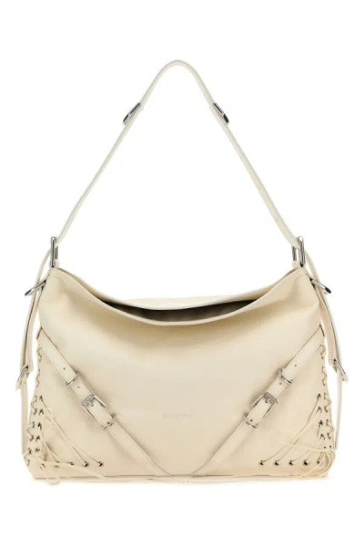 Givenchy Woman Ivory Leather Medium Voyou Shoulder Bag In White