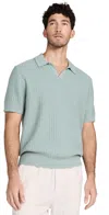 Vince Crafted Rib Cotton & Cashmere Regular Fit Polo Collar Sweater In Ceramic Blue