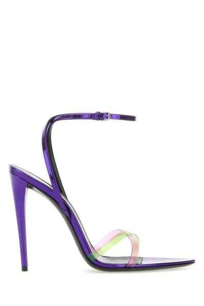 Saint Laurent Woman Two-tone Leather And Pvc Fever 110 Sandals In Multicolor