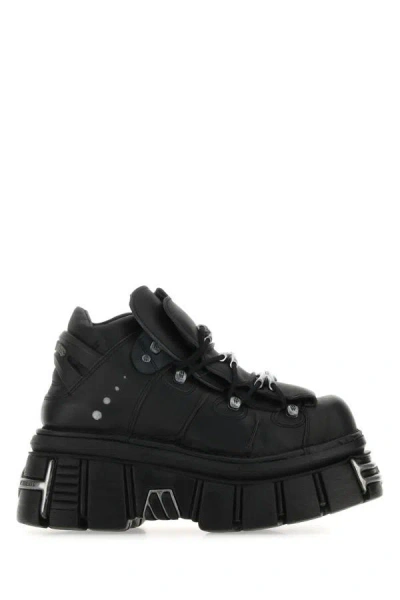 Vetements Man Black Leather New Rock Sneakers
