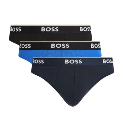 Hugo Boss Stretch-cotton Power Briefs (pack Of 3) In Multi