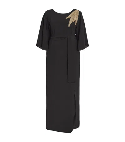 Marina Rinaldi Embroidered Cady Dress In Black