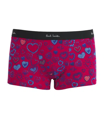 Paul Smith Cotton Stretch Doodle Heart Trunks In Multi
