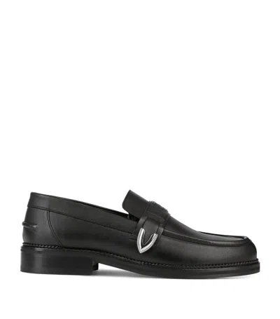 The Kooples Leather Buckle Loafers In Black