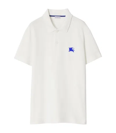 Burberry Ekd-embroidered Cotton Polo Shirt In White
