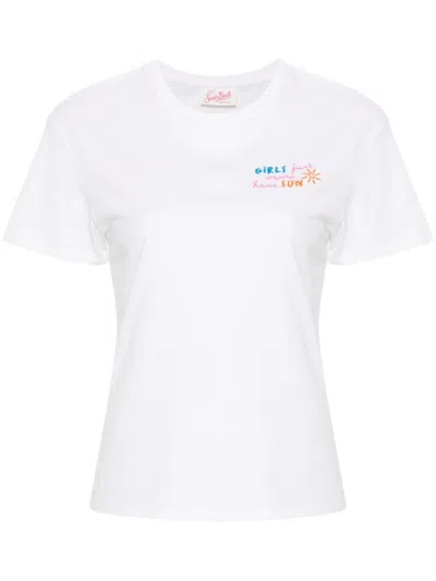 Mc2 Saint Barth Emilie Logo-embroidered T-shirt In White