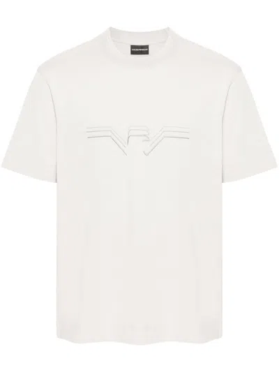 Emporio Armani Logo-embossed Cotton T-shirt In Grey