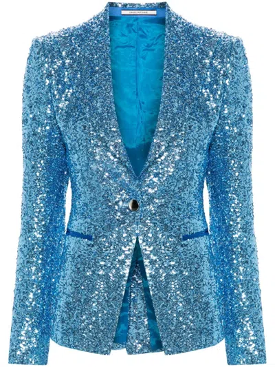 Tagliatore Sequined Single-breasted Jacket In Blue