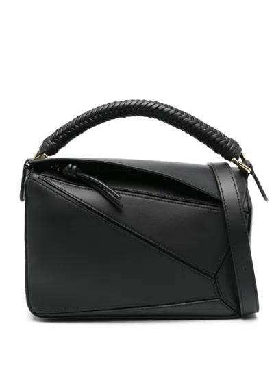 Loewe Puzzle Small Leather Handbag In Black
